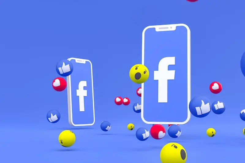 phone with facebook's logo and 3d emojis illustration (5)