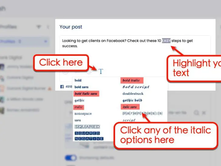 How to do text formatting in Facebook post?