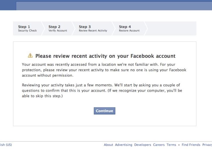 How do I review login attempts on Facebook