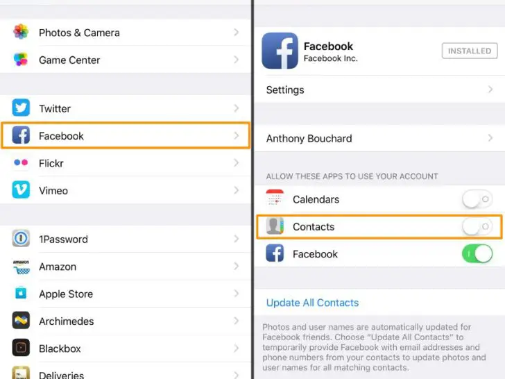 How do I remove someone from my contact list on Facebook?