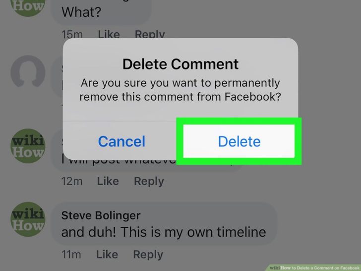 Can I delete a reply to my post on Facebook?