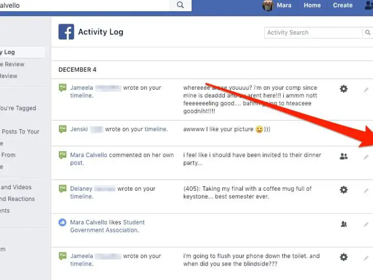 What does logged actions and other activity mean on Facebook?