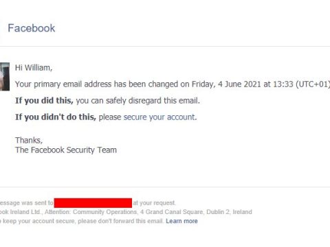 What does Facebook primary email changed mean?