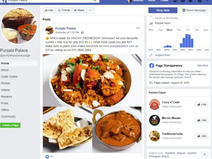 What should I post on Facebook for food business?