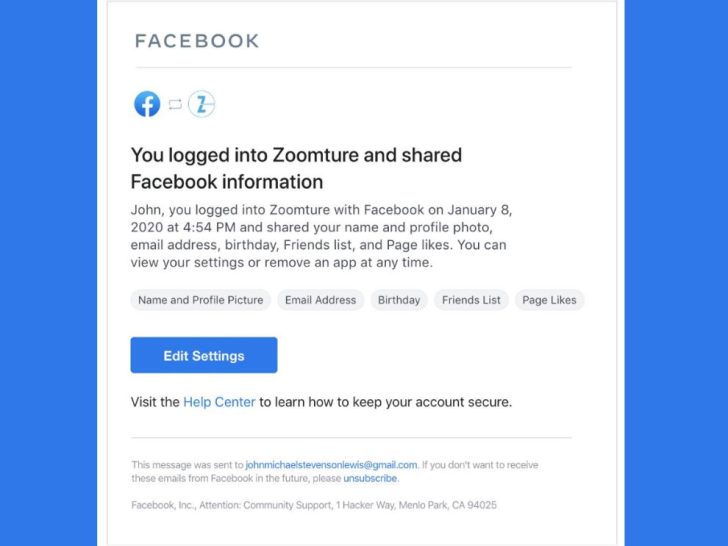 What are login alerts on Facebook?