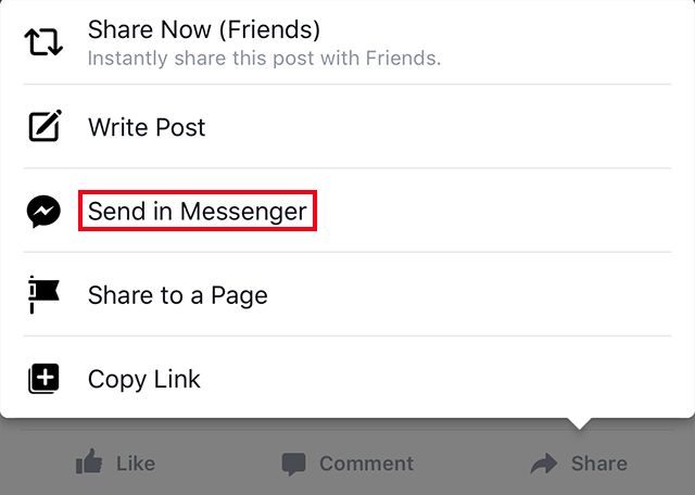 Why can't I share a post on Facebook in a private message