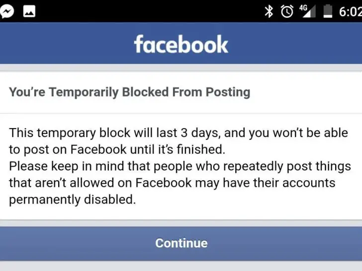 Why am I being temporarily blocked from Facebook?