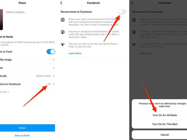 How do I enable Instagram reels on Facebook?