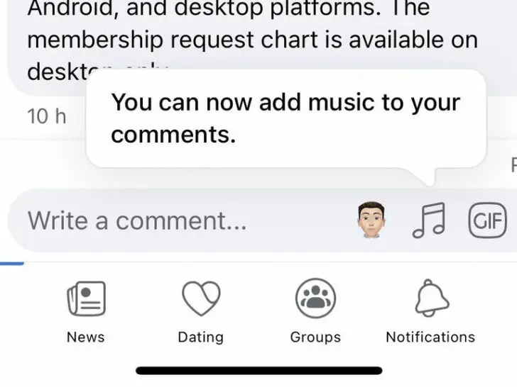 How do you add music to a FB comment?