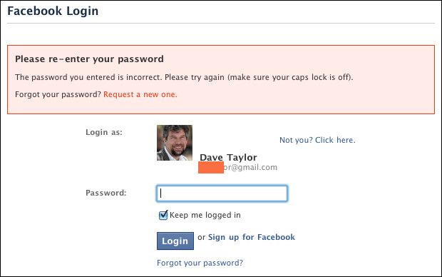 Why does Facebook say incorrect password even though it is correct