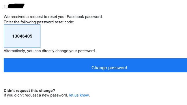 Why did I receive a request to reset my Facebook password