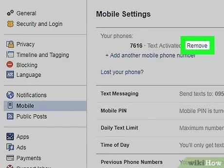 How do I remove my cell phone number from Facebook