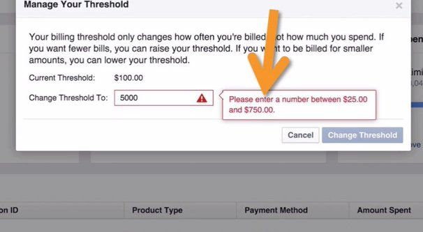 What is a payment threshold on Facebook