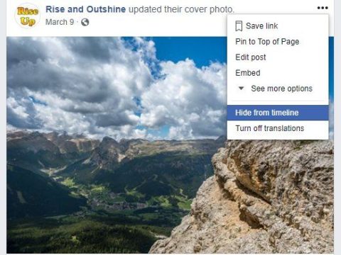 How do I remove a cover photo update from news feed?