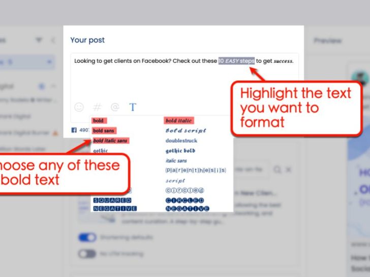 How do you highlight text in a Facebook post?