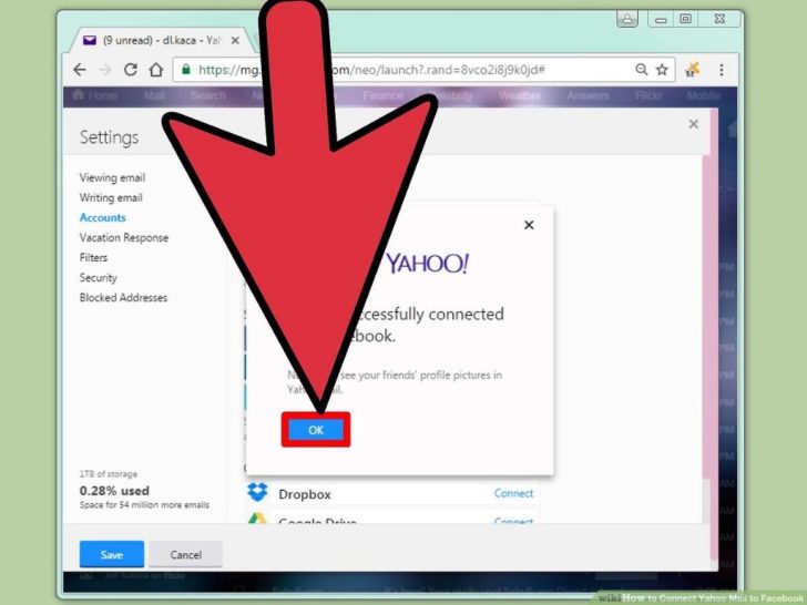 How can I access my Yahoo mail through Facebook?