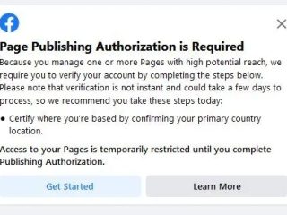 Is page publishing authorization required for Facebook?