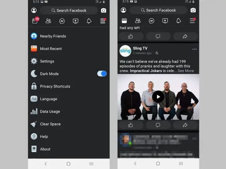 How to do dark mode in facebook lite?