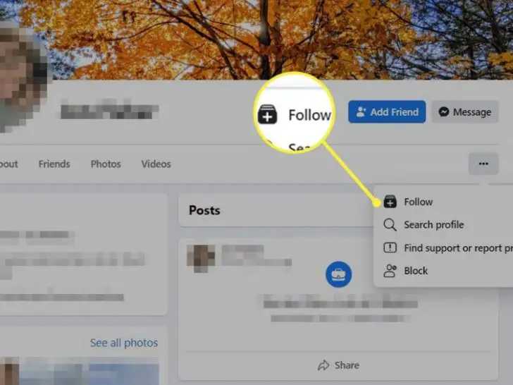 What does it mean when there is no follow button on Facebook?