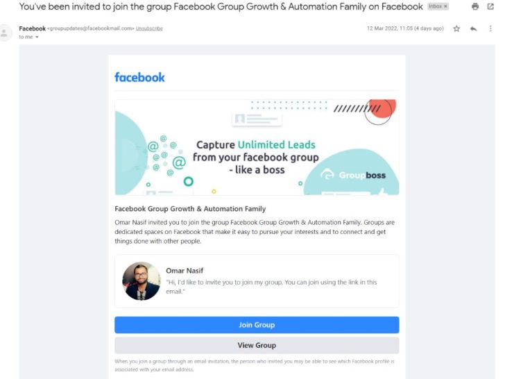 How to do a Facebook group invite?