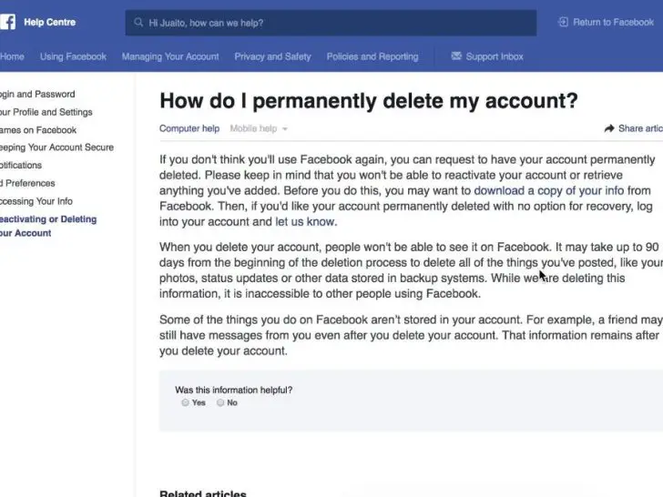 Does Facebook confirm account deletion?