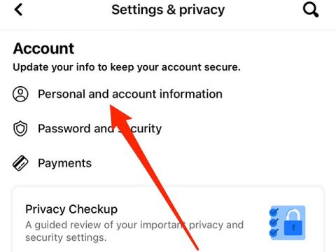 Where is personal and account information on Facebook?