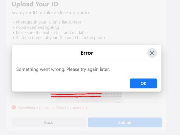 Why is Facebook saying upload error?