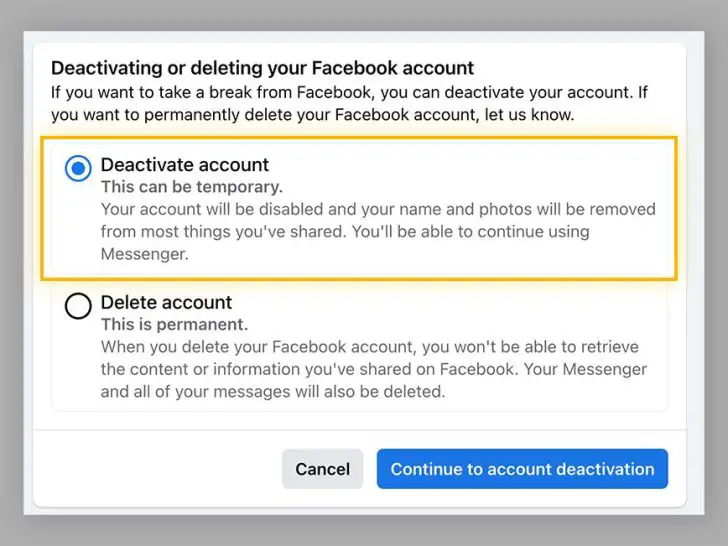 How long does it take to fully deactivate Facebook