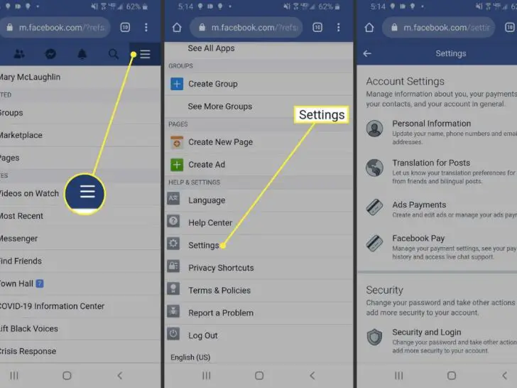 How do I remove a Facebook account from my device?