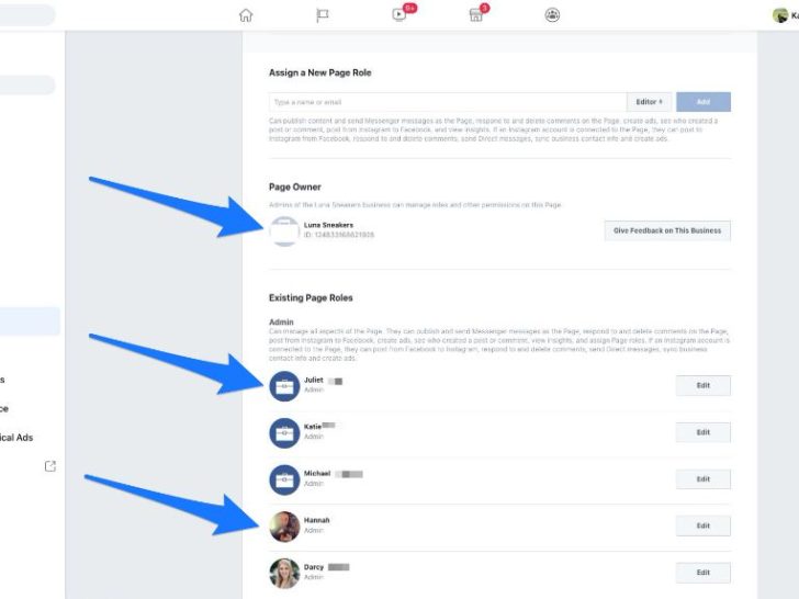 How do I manage page roles on Facebook new page experience?