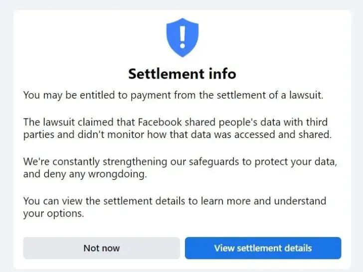 Who may be entitled to receive payment from a lawsuit that was recently settled on Facebook?