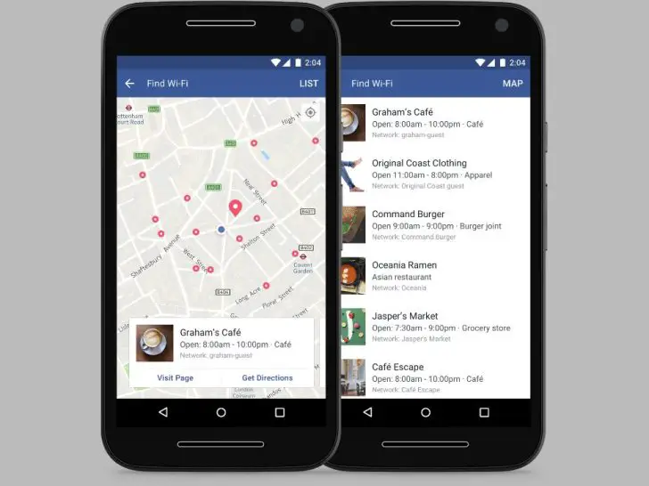 What does find WiFi in Facebook mean?