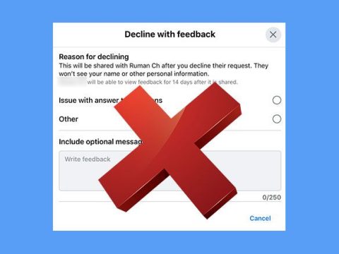 What happens when you decline a group request on Facebook?