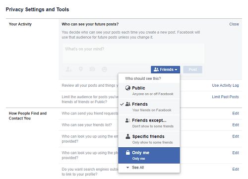 Are private Facebook profiles searchable