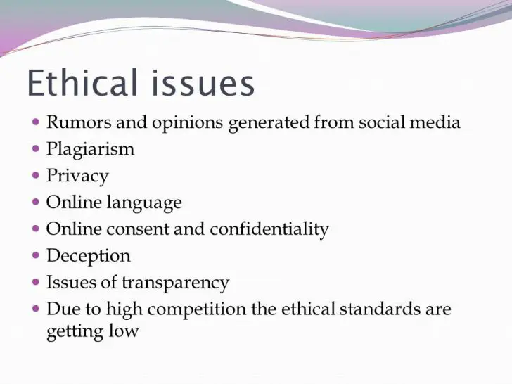 What is an example of ethical issues in social media?