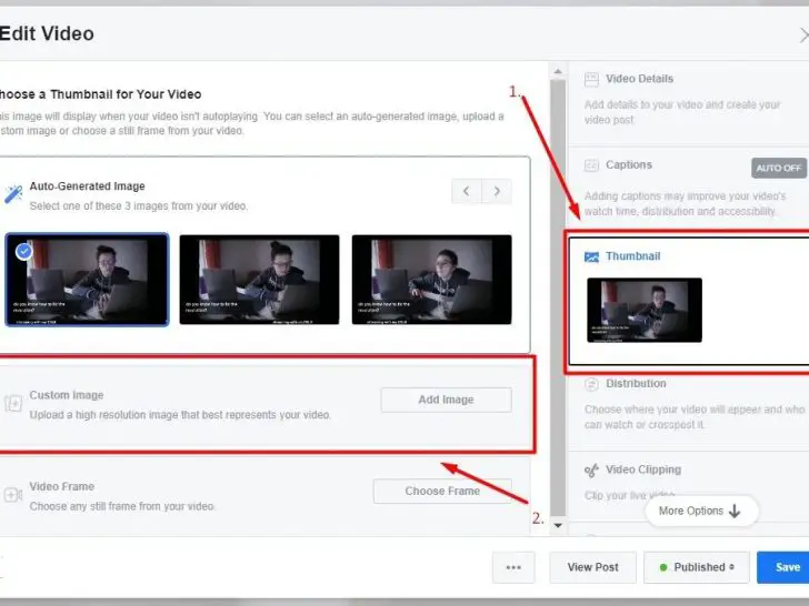 How do you add a thumbnail to a Facebook video?