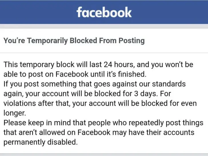 Can Facebook block you for 24 hours?