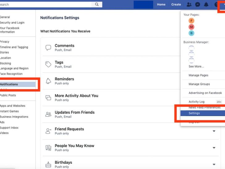 How do I fix Facebook notification settings?