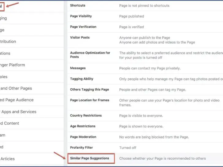 How do I turn on similar page suggestions on Facebook?