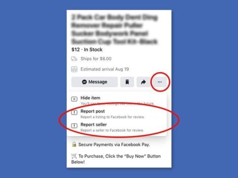 How do I report a scam on Facebook Marketplace seller?