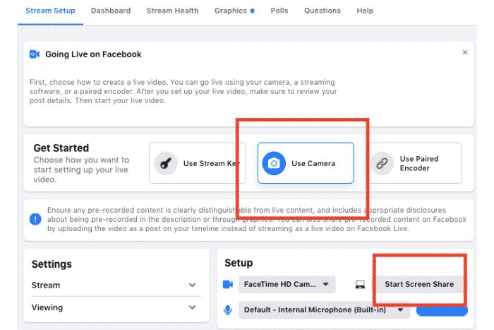 How do I stream my computer screen on Facebook