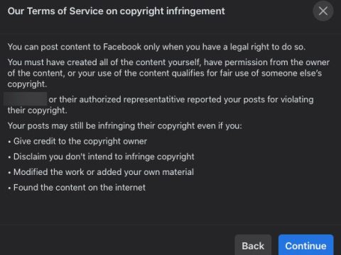 Is sharing a post on Facebook copyright infringement?