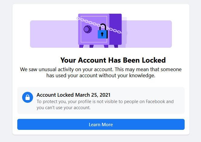 How do I contact Facebook about a locked account