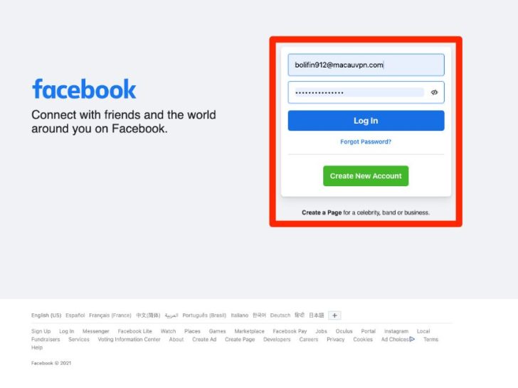 How can I log into Facebook with mobile number and password?