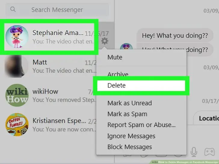 Can you Delete Facebook inbox messages?