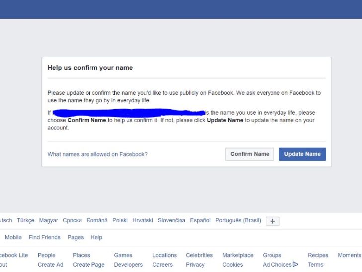 How do I get Facebook to accept my name?