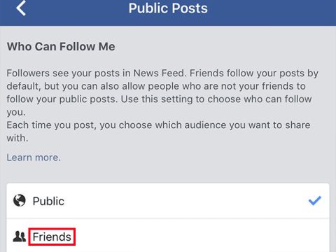 Can I stop a friend from following me on Facebook?