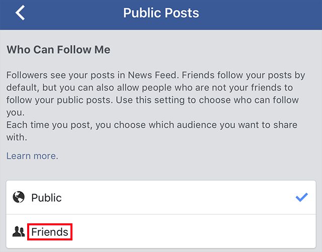 Can I stop a friend from following me on Facebook