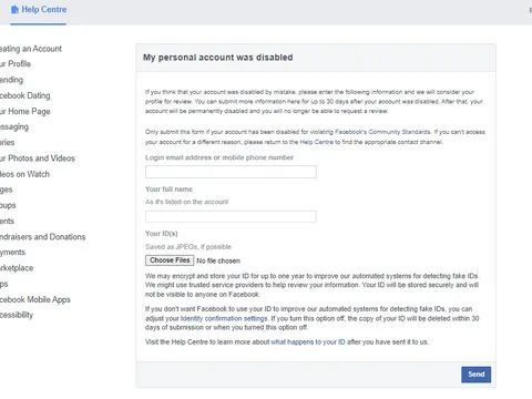 How can I recover my Facebook page if my account is disabled?