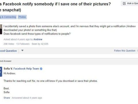 Will Facebook notify if I save a photo?